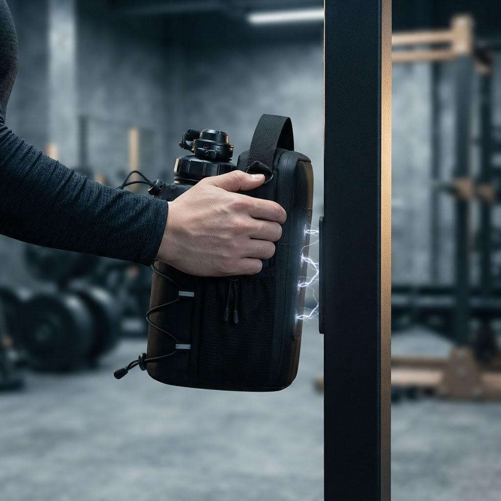 SPARTHEX Magnetic Gym Bag - snap it onto the rack